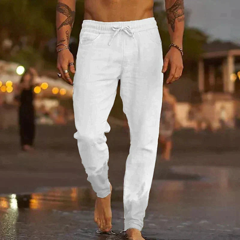 Positano Linen Beach Trousers - White