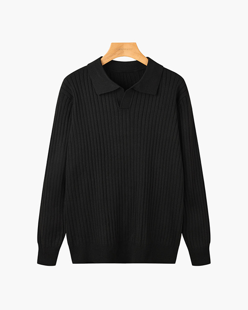 Belgrave Long Sleeve Knit Polo - Black