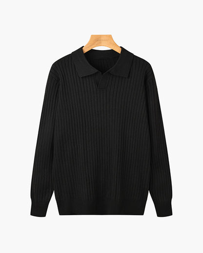 Belgrave Long Sleeve Knit Polo - Black