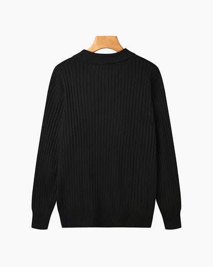 Belgrave Long Sleeve Knit Polo - Black
