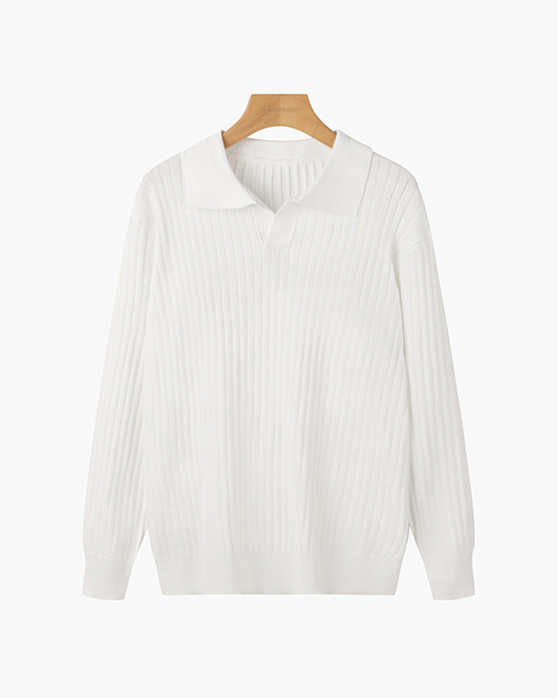 Belgrave Long Sleeve Knit Polo - White