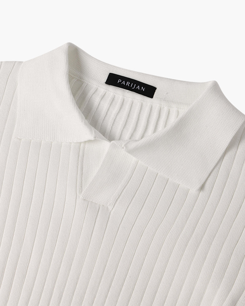 Belgrave Long Sleeve Knit Polo - White