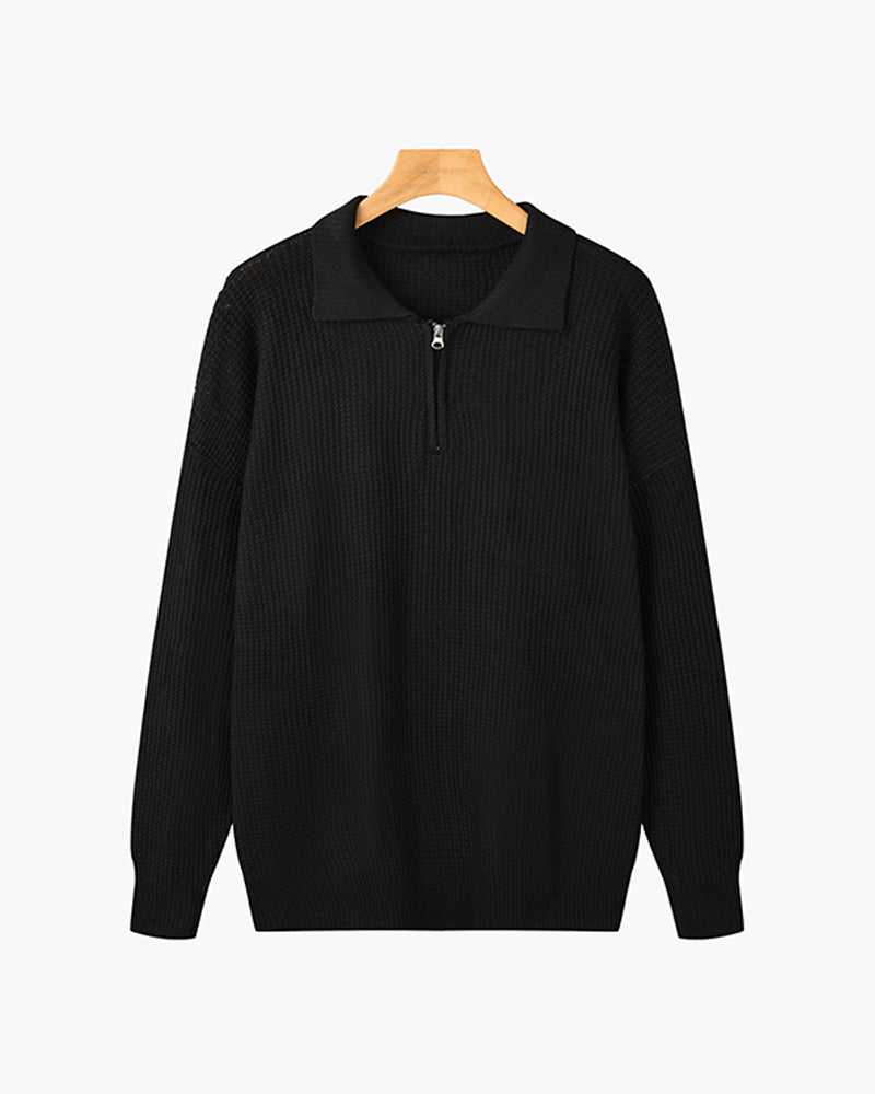 Pembroke Ribbed Half-Zip - Black