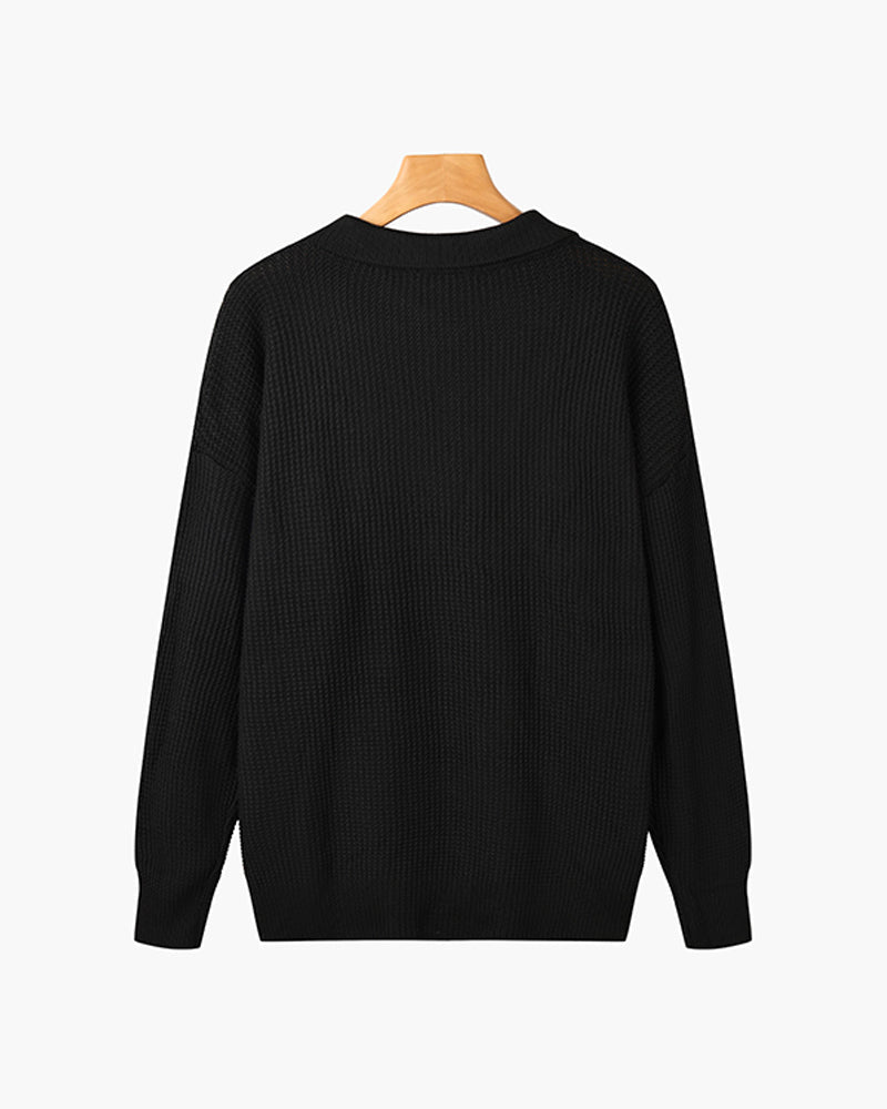 Pembroke Ribbed Half-Zip - Black