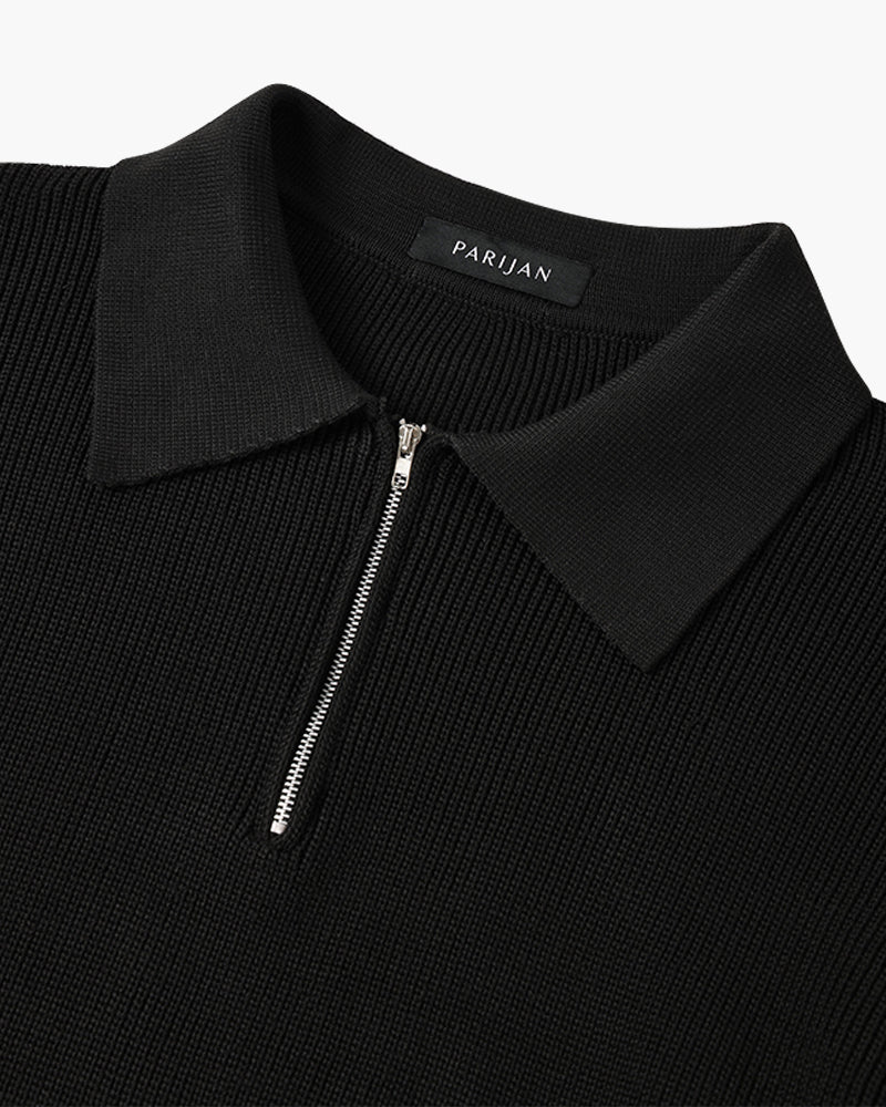 Somerset Zip Collar Knit - Black