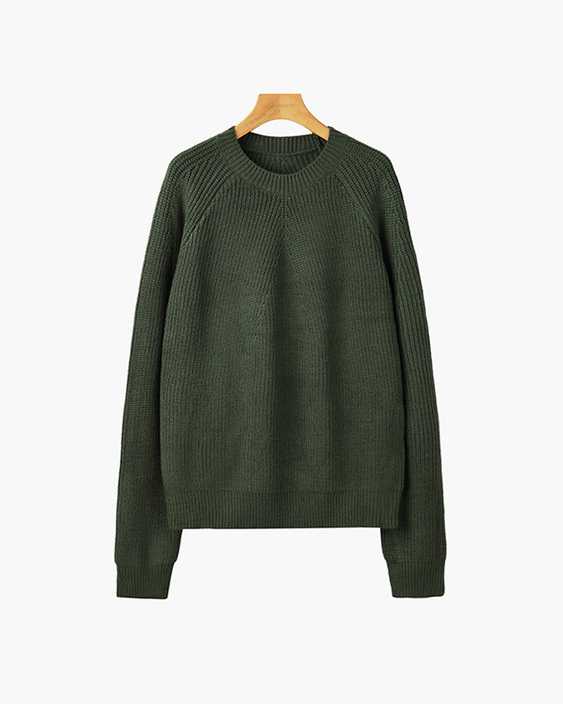 Ashby Mock Neck Raglan Sweater - Green
