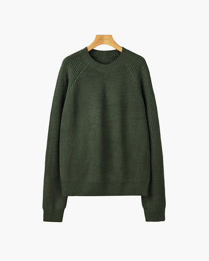 Ashby Mock Neck Raglan Sweater - Green