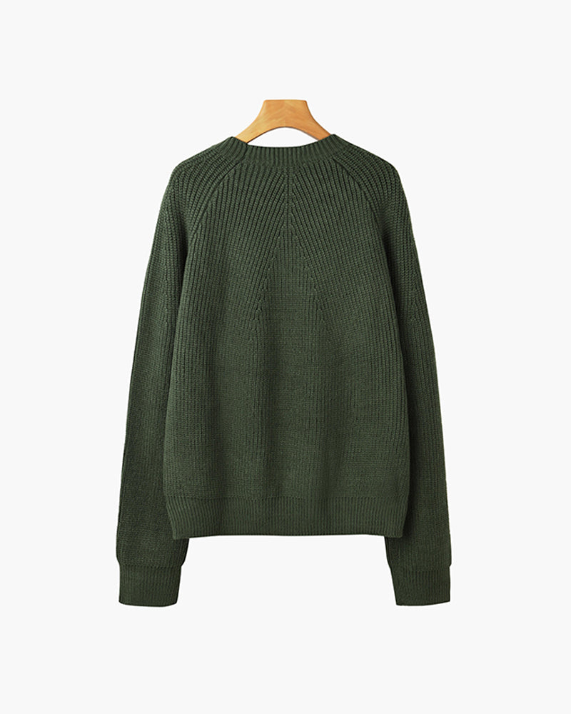 Ashby Mock Neck Raglan Sweater - White