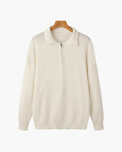Pembroke Ribbed Half-Zip - White