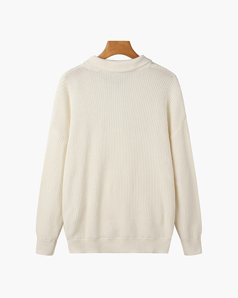 Pembroke Ribbed Half-Zip - White