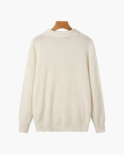 Pembroke Ribbed Half-Zip - White