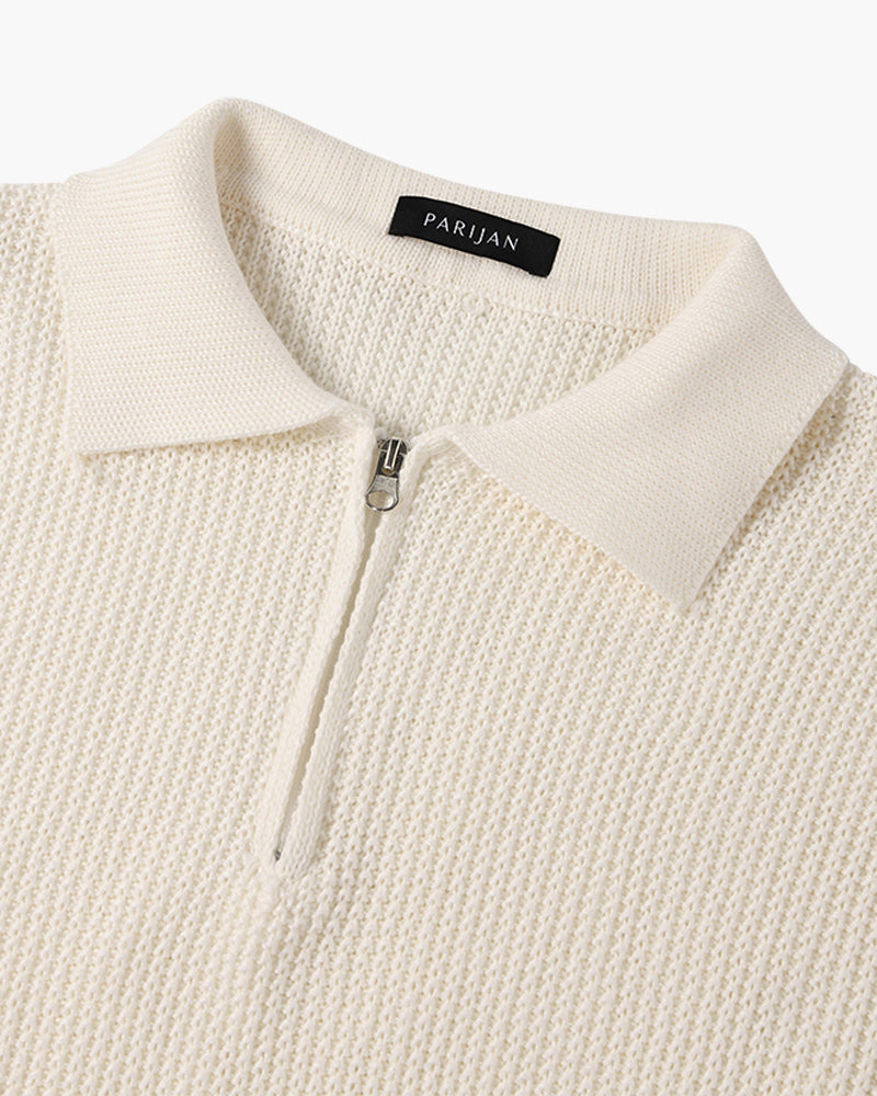 Pembroke Ribbed Half-Zip - White