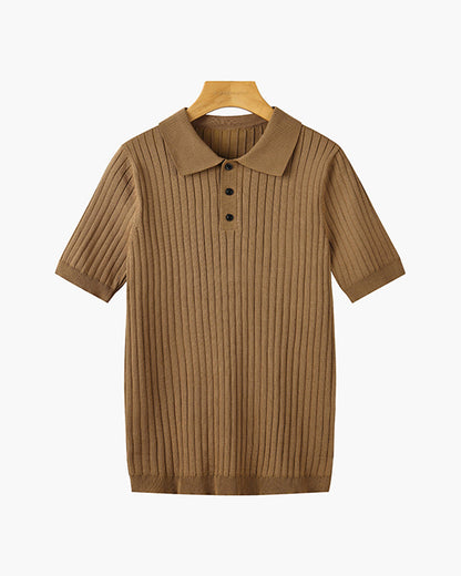 Wexford Button Knit Polo - Light Brown