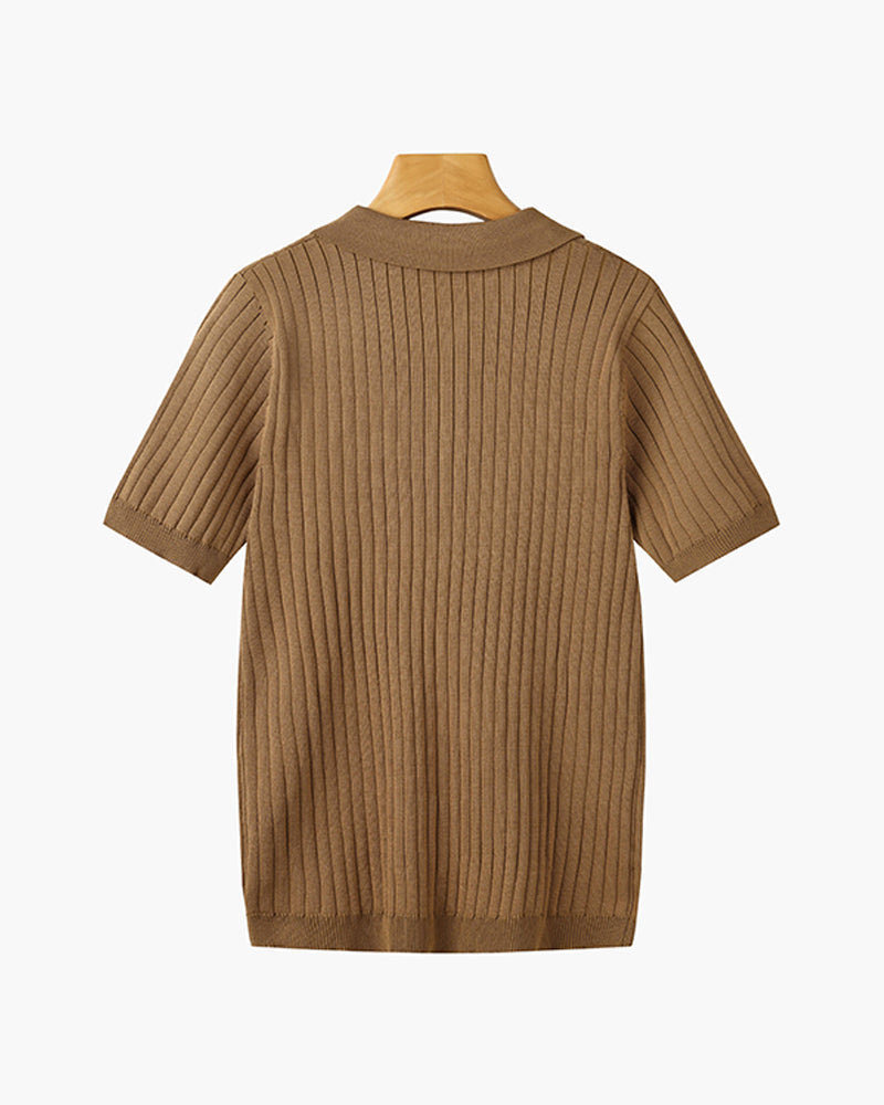 Wexford Button Knit Polo - Light Brown