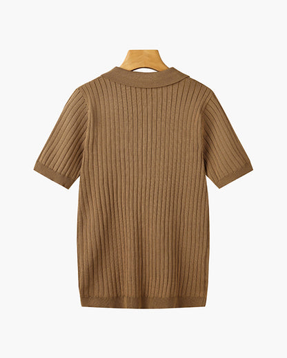 Wexford Button Knit Polo - Light Brown