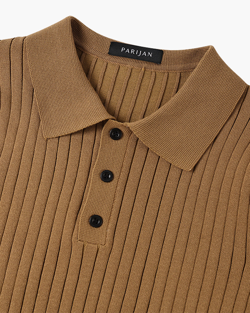 Wexford Button Knit Polo - Light Brown