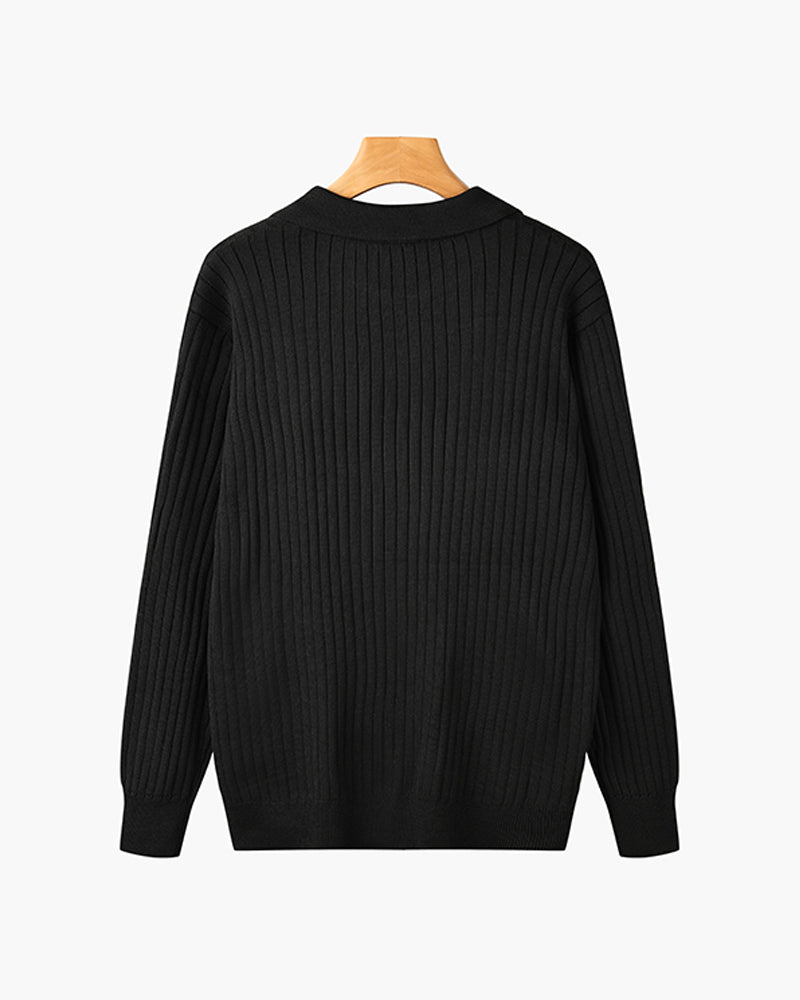 Highgate Long Sleeve Button Polo - Black