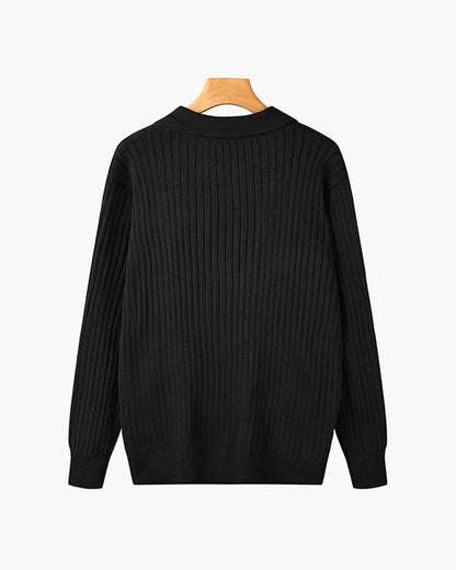 Highgate Long Sleeve Button Polo - Black