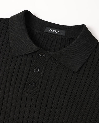 Highgate Long Sleeve Button Polo - Black