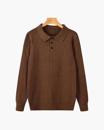 Highgate Long Sleeve Button Polo - Brown