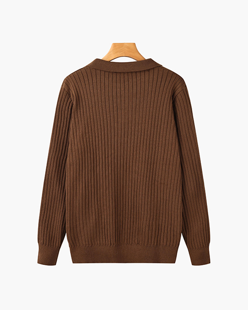 Highgate Long Sleeve Button Polo - Brown
