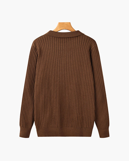 Highgate Long Sleeve Button Polo - Brown