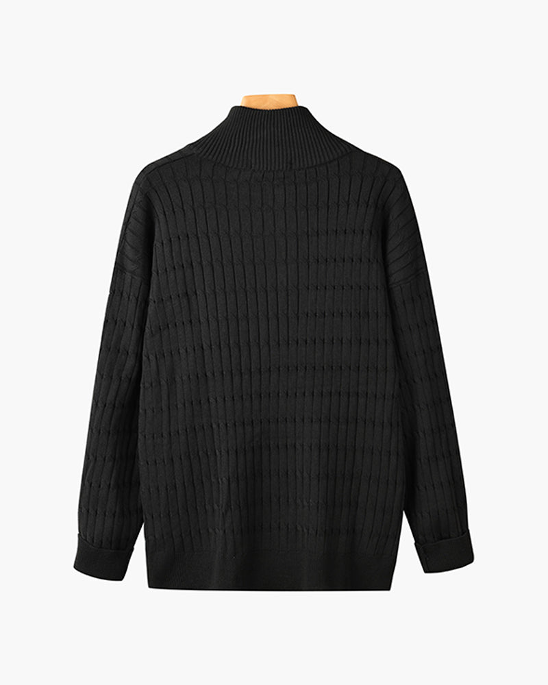 Cotswold Wave Cable Half-Zip - Black