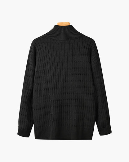 Cotswold Wave Cable Half-Zip - Black