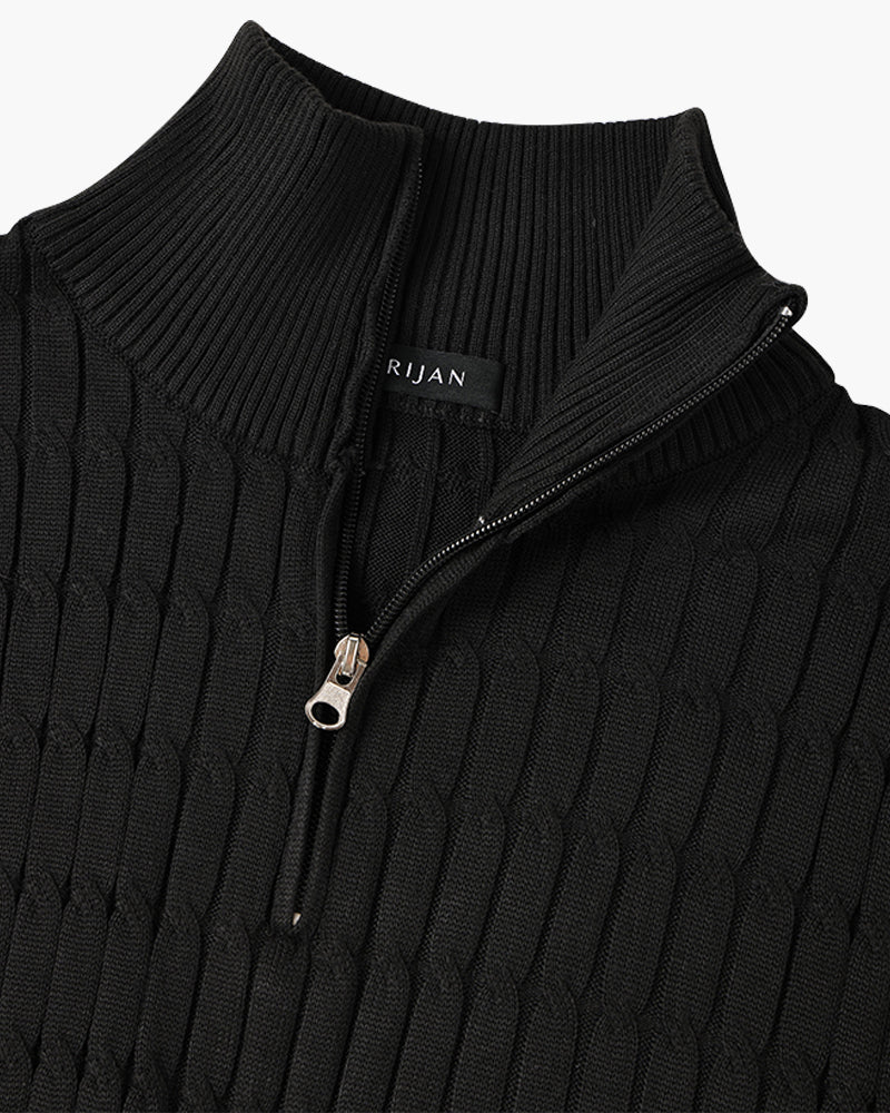 Cotswold Wave Cable Half-Zip - Black