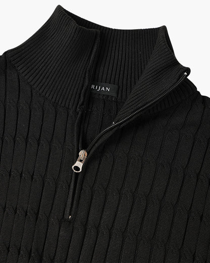 Cotswold Wave Cable Half-Zip - Black