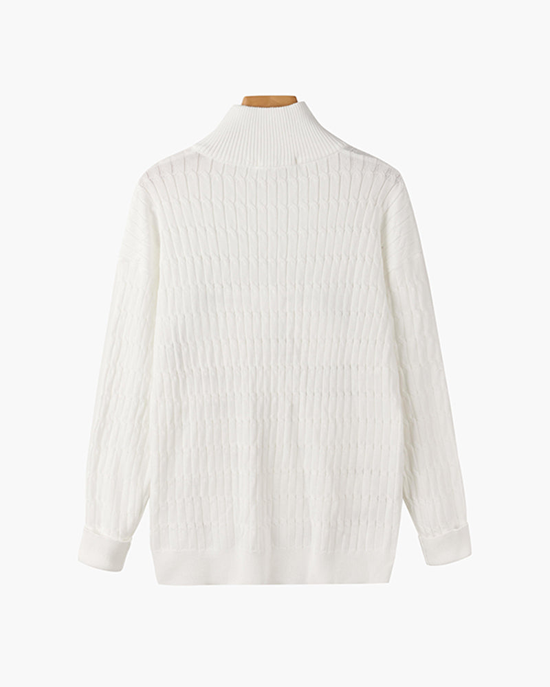Cotswold Wave Cable Half-Zip - White