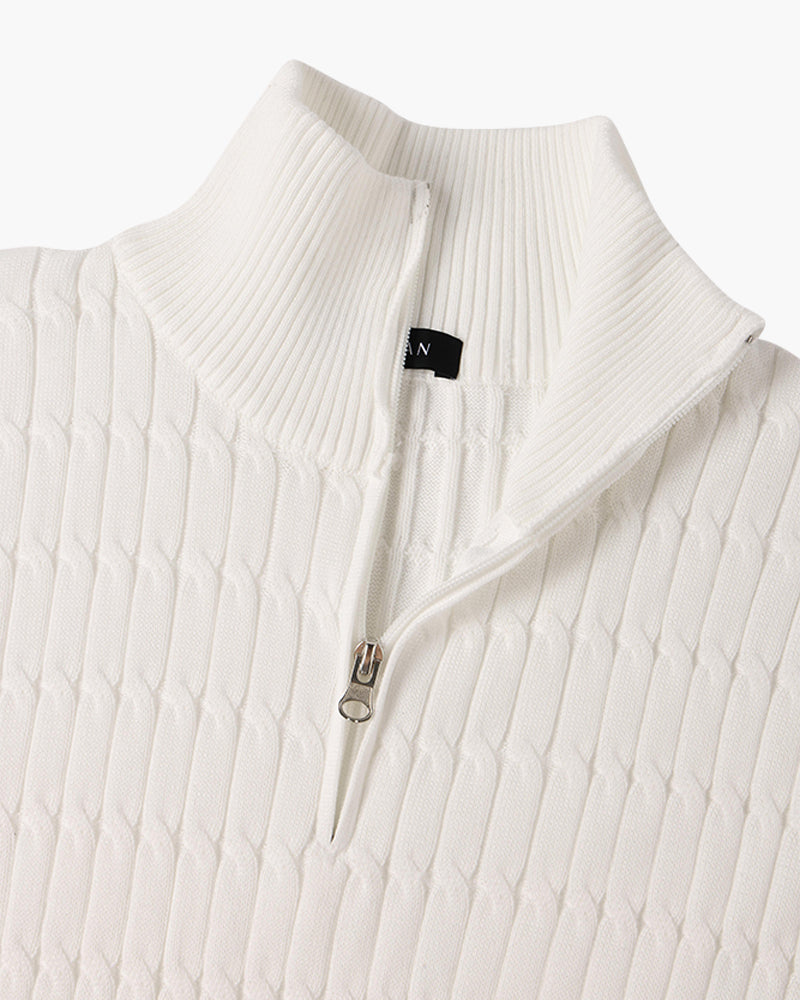 Cotswold Wave Cable Half-Zip - White