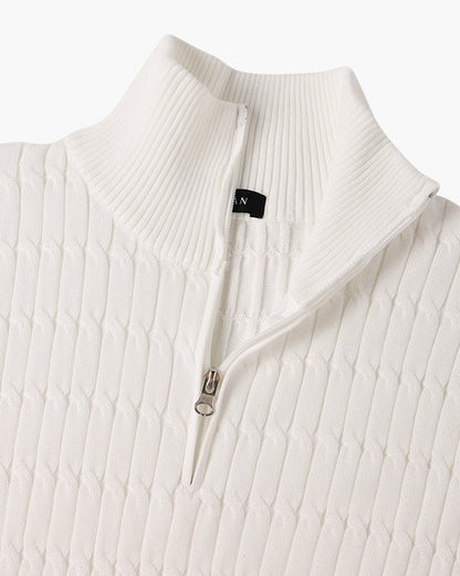 Cotswold Wave Cable Half-Zip - White