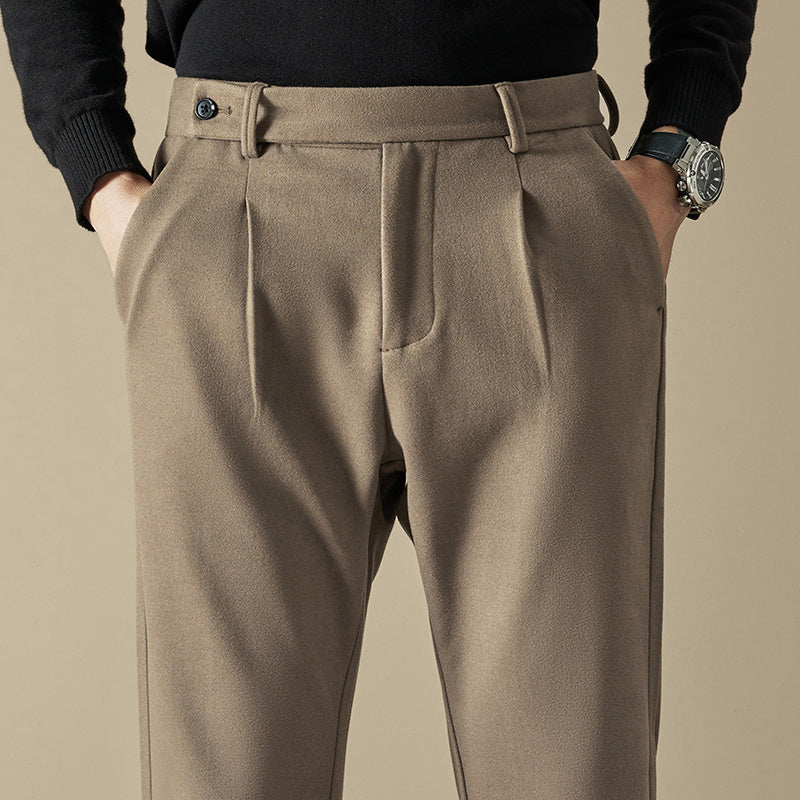 Windsor Double-Pleat Trousers - Beige
