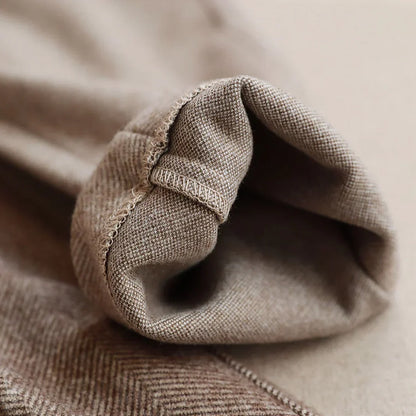Exeter Brushed Herringbone Trousers - Brown