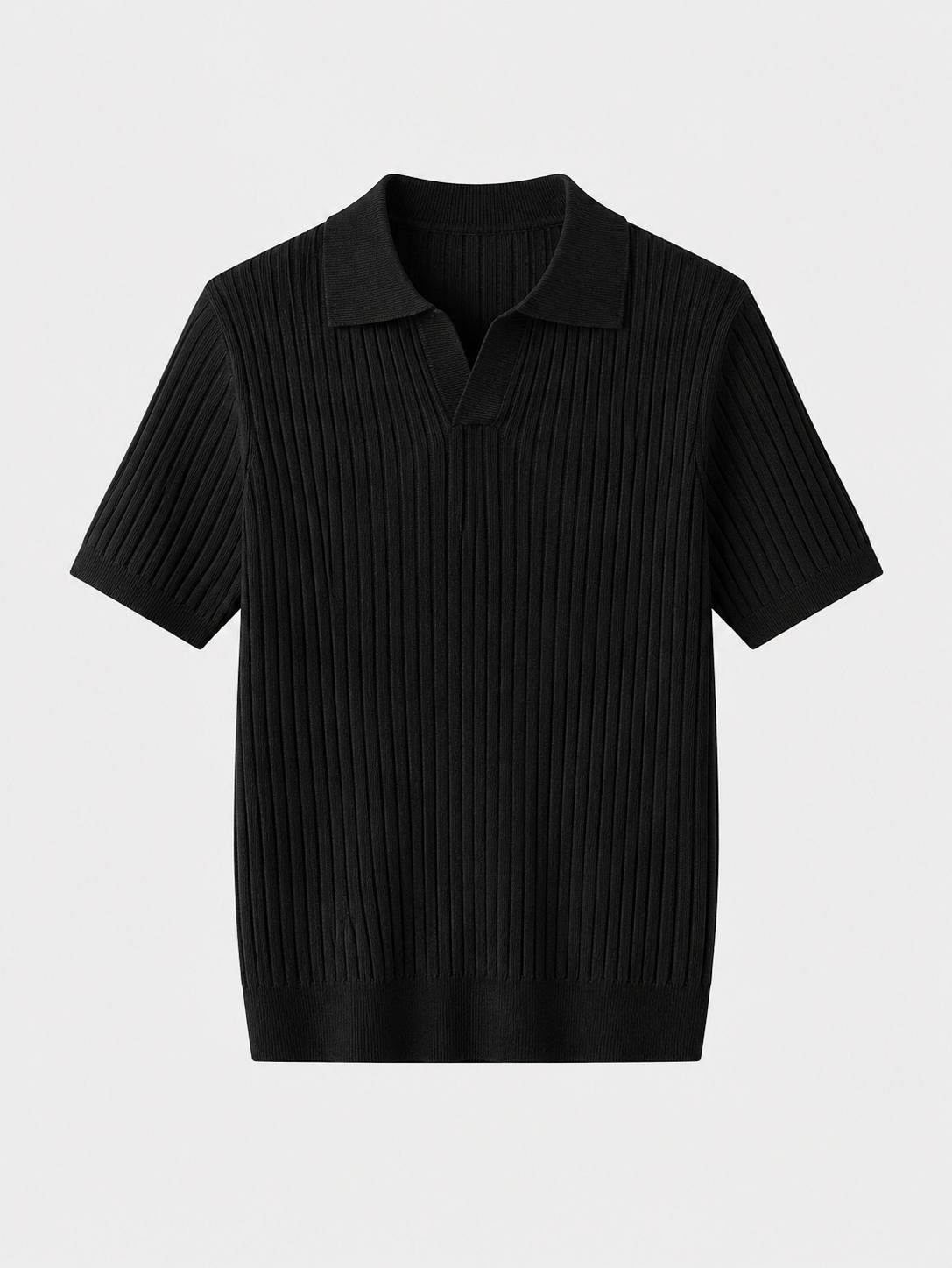 Ashford Ribbed Knit Polo - Black
