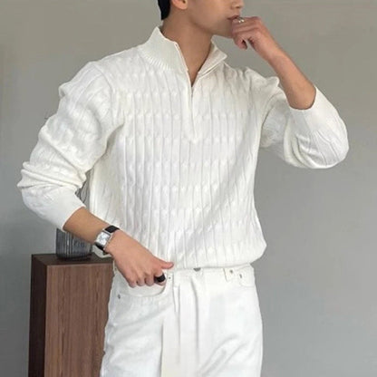 Cotswold Wave Cable Half-Zip - White